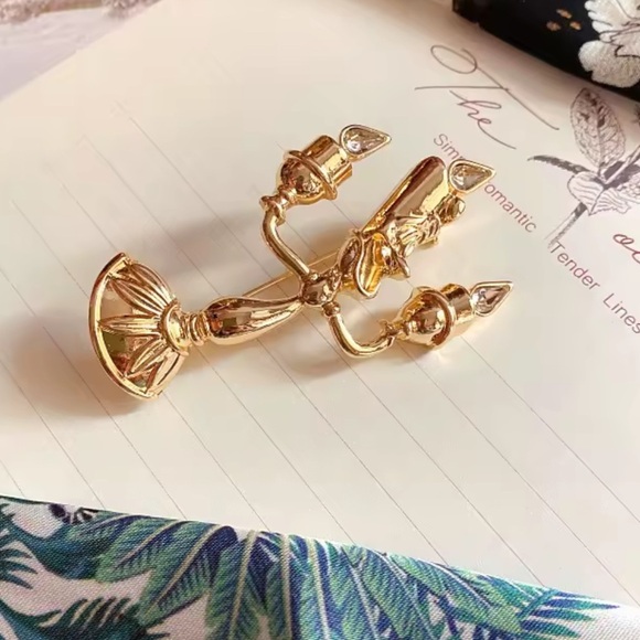 Betsey Johnson Beauty&Beast Gold Candleholder Brooch - Picture 7 of 15